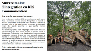 Semaine d’intégration des BTS COM 1 & 2